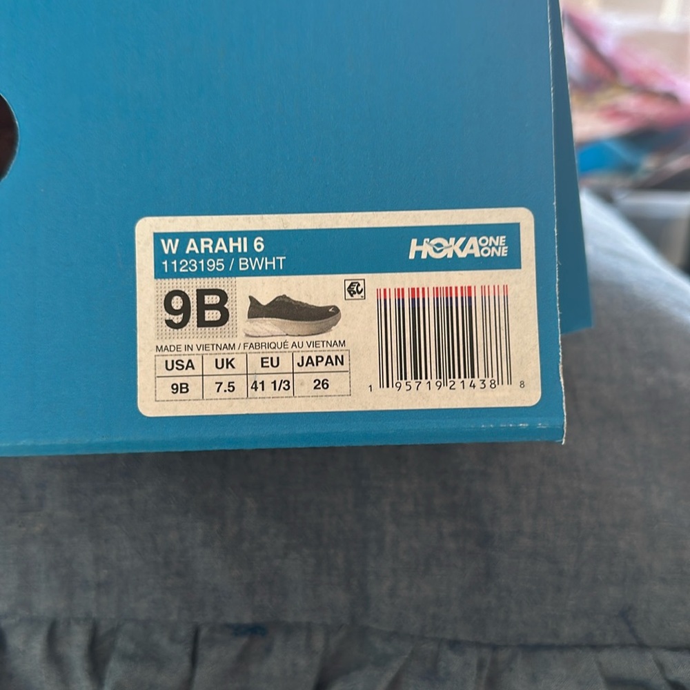 Hoka, black and white, size 9B